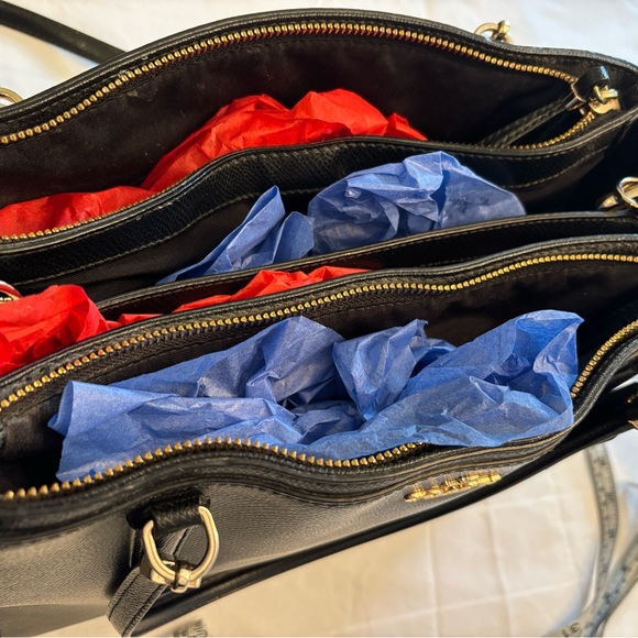 Coach Black Leather Carryall, Christie with Gold Accents - Picture 2 of 14